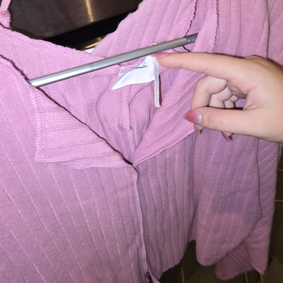Pink Ribbed Cardigan - Picture 2 of 2